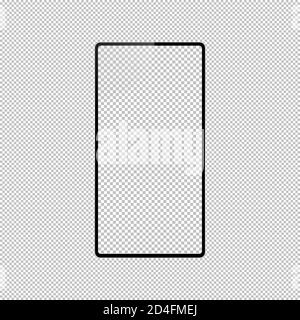 High quality realistic smart phone mock up with empty screen. Black detailed mobile phone with camera, volume and power buttons. Vector illustration. Stock Vector