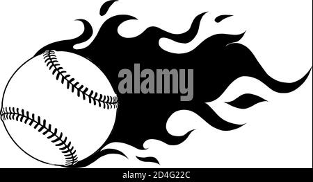 Vector Illustration of Softball or Baseball with Movement Motion Lines in black and white Stock Vector