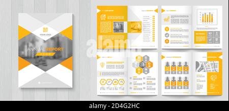 Corporate Annual Report with a cover. Brochure, Folder, Presentation, Leaflet. A4 format. Stock Vector