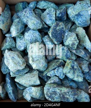 A set of big light blue with dark blue veins stones for landscaping, garden paths, flower arrangement Stock Photo