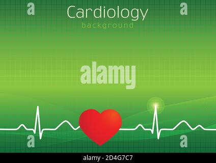 Cardiology design over green background vector illustration. Medical folder background. Outpatient card cover design in standard paper size or present Stock Vector