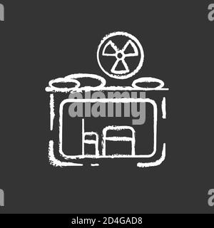 Fallout shelter chalk white icon on black background Stock Vector