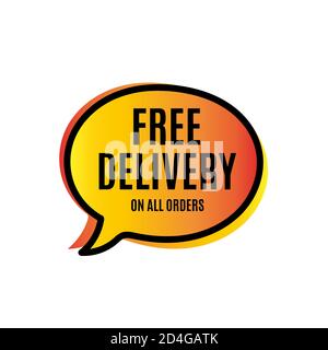 Free Delivery, banner design template, on all orders, sale tag, vector illustration Stock Vector