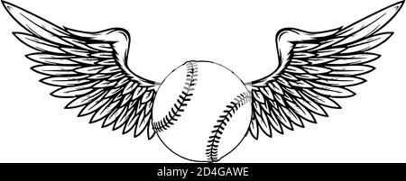 Baseball Ball Design Element Vector Drawing ilustration Stock Vector