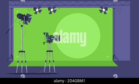 News show filming semi flat vector illustration Stock Vector