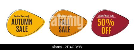 Autumn Sale, 50 off, Fall discount tag, banners design template, vector Stock Vector