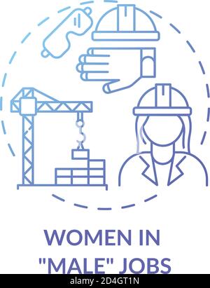 Women in male jobs concept icon Stock Vector