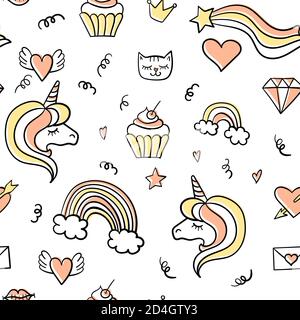 Cute Girls' Stuff Seamless Pattern Watercolor Sketches Doodle Style Funny  Stock Illustration by ©AgniKinnisArt #353651942