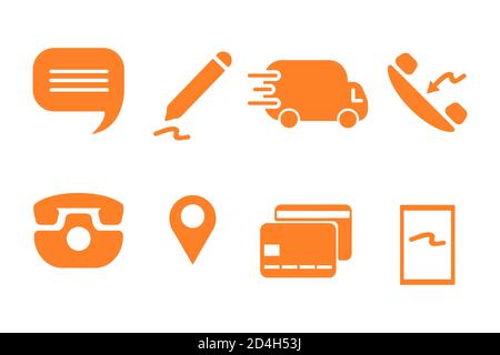 Set of icons for online shop, chat, comment, delivery, backcall, contacts, location, payment, mobilefriendly Stock Vector