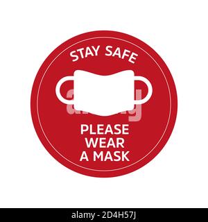 Please wear mask icon vector signage. Stay safe. Eps 10 Stock Vector
