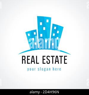 Real estate vector logo. Icon for own property agency, constructing, flat rent, furnished rooms, lease, buying, rooming, invest, booking  or architect Stock Vector