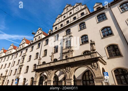 Stadtsparkasse Bank Building (Stadtsparkaße München), historical palace in Munich downtown, home to one of the oldest banks in Germany. Stock Photo