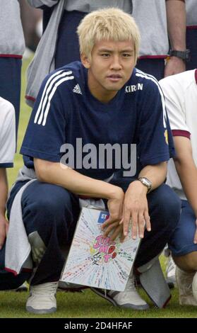 Japan S Junichi Inamoto Sits Down In Iwata Central Japan The Venue Of Training Camp Of Japanese Soccer National Team June 11 02 Inamoto Has Been Released By English Champions Arsenal Despite Making