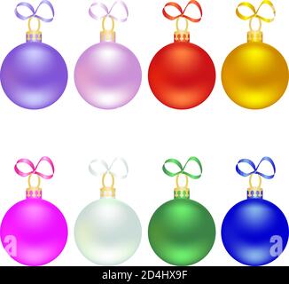 Set of christmas balls on transparent background Stock Vector