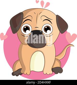Sad pug dog kawaii Stock Vector