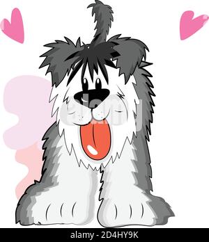 Playful english sheepdog Stock Vector