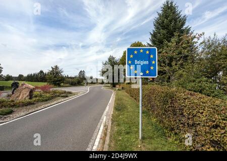 State border Germany Belgium in the northern Eifel near Monschau-Mutzenich Stock Photo