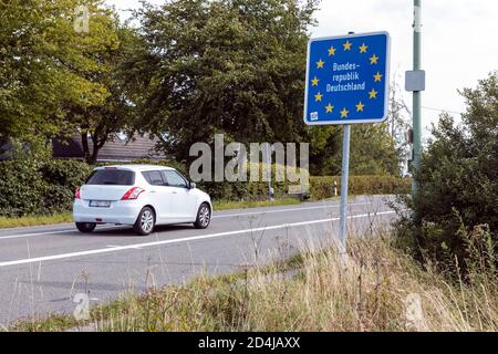 State border Germany Belgium in the northern Eifel near Monschau-Mutzenich Stock Photo