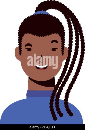 afro ethnic woman with rasta hairstyle character vector flat style design Stock Vector