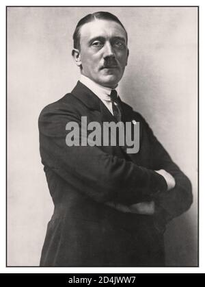 1920's Adolf Hitler posed studio promotional portrait by Hoffmann 1921 Adolf Hitler  (1889 - 1945) (Future German Chancellor) Germany. Heinrich Hoffmann was Adolf Hitler's official photographer, and a Nazi politician and publisher, who was a member of Hitler's intimate circle. Hoffmann's photographs were a significant part of Hitler's propaganda campaign to present himself and the Nazi Party as a significant mass phenomenon. Stock Photo