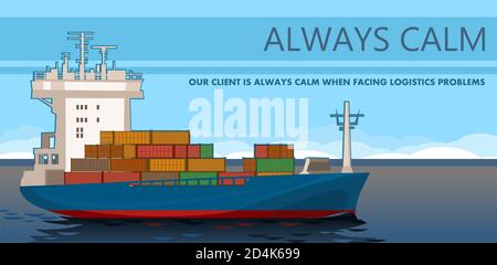 Cargo Ship vector cartoon illustration Stock Photo - Alamy