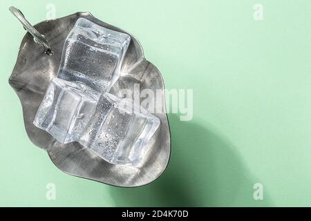 Colored banner with fresh ice cubes and reflections Stock Photo