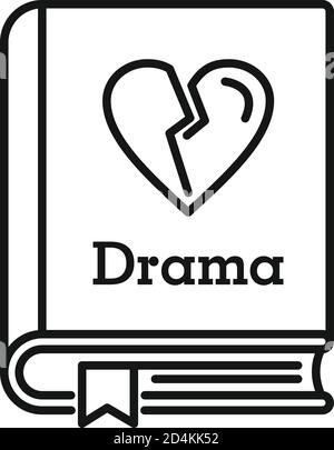 Drama literary genre book icon. Outline drama literary genre book vector icon for web design isolated on white background Stock Vector