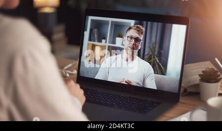 Person having online video call Stock Photo