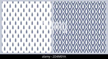 Christmas geometry seamless pattern. Blue Christmas tree stylized. Vector illustration Stock Vector