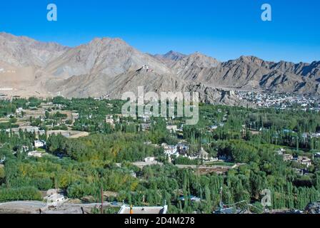 aerial view of leh city ladakh india Stock Photo