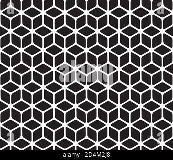 Seamless pattern with white outline cube Stock Vector