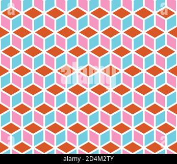Seamless pattern with colored segments(cube) Stock Vector