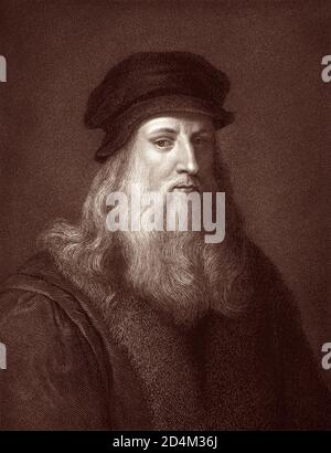 Leonardo da Vinci (1452-1519), Italian polymath of the High Renaissance, is widely considered one of the greatest painters of all time. Stock Photo