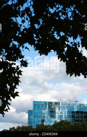 ISSY LES MOULINEAUX, FRANCE - OCTOBER 9, 2020: French headquarters of Microsoft, American multinational company which develops computer software Stock Photo