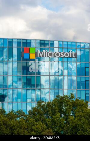 ISSY LES MOULINEAUX, FRANCE - OCTOBER 9, 2020: French headquarters of Microsoft, American multinational company which develops computer software Stock Photo