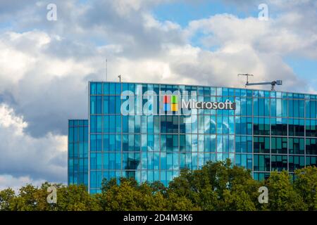 ISSY LES MOULINEAUX, FRANCE - OCTOBER 9, 2020: French headquarters of Microsoft, American multinational company which develops computer software Stock Photo