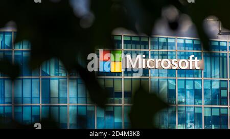 ISSY LES MOULINEAUX, FRANCE - OCTOBER 9, 2020: French headquarters of Microsoft, American multinational company which develops computer software Stock Photo