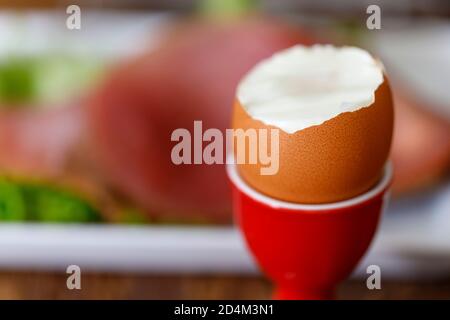 closeup of a boiled egg for breakfast Stock Photo