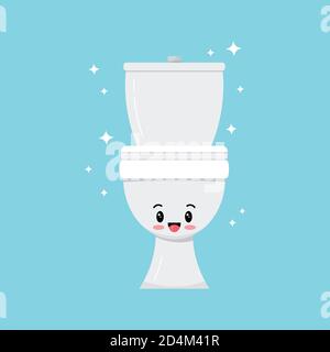 Cute white smilling toilet bowl character vector icon. Stock Vector