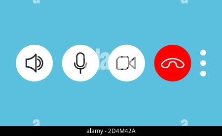 Video call screen template. Video cal icons set. Vector illustration Stock Vector