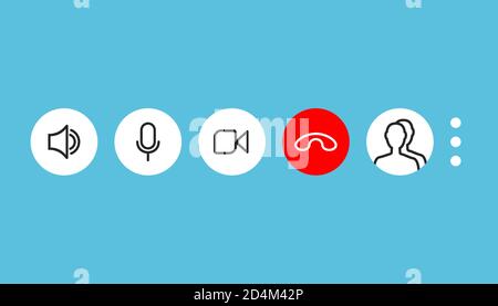 Video call screen template. Video cal icons set. Vector illustration Stock Vector