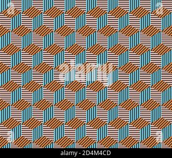 Seamless pattern with colored segments(cube) Stock Vector