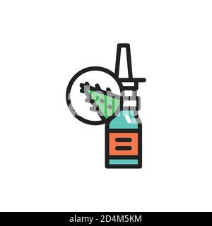 Aloe oil color line icon. Vector illustration Stock Vector