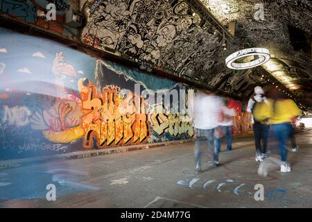 Graffiti along Leake Street on the 14th September 2020 on the South Bank in the United Kingdom. Photo by Sam Mellish Stock Photo
