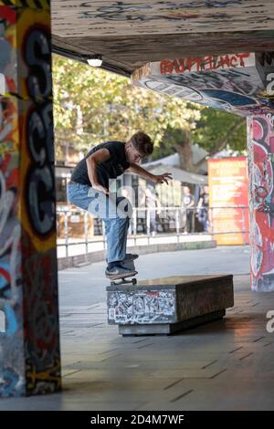 Southbank Skate park on the 22nd September 2020 in South London in the United Kingdom. Photo by Sam Mellish