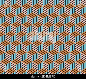 Seamless pattern with oblique colored bands(cube) Stock Vector