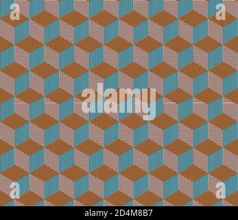 Seamless pattern with oblique colored bands(cube) Stock Vector