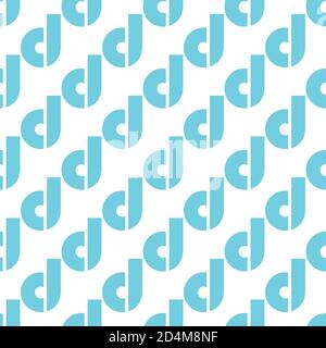 Seamless pattern with blue letter d Stock Vector