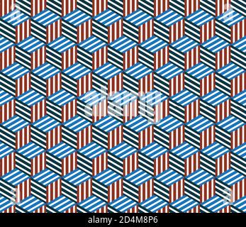 Seamless pattern with oblique colored bands(cube) Stock Vector