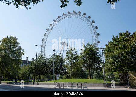 The London Eye at the Jubilee Park and Garden on the 14th September 2020 on the South Bank in the United Kingdom. Photo by Sam Mellish Stock Photo